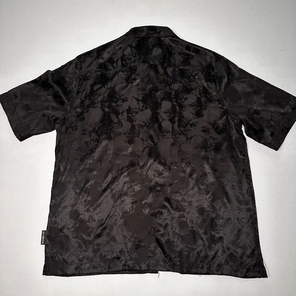 HAN KJOBENHAVN Shirt‎ Men XL Black Alien All Over Print Satin Festival EDM Club